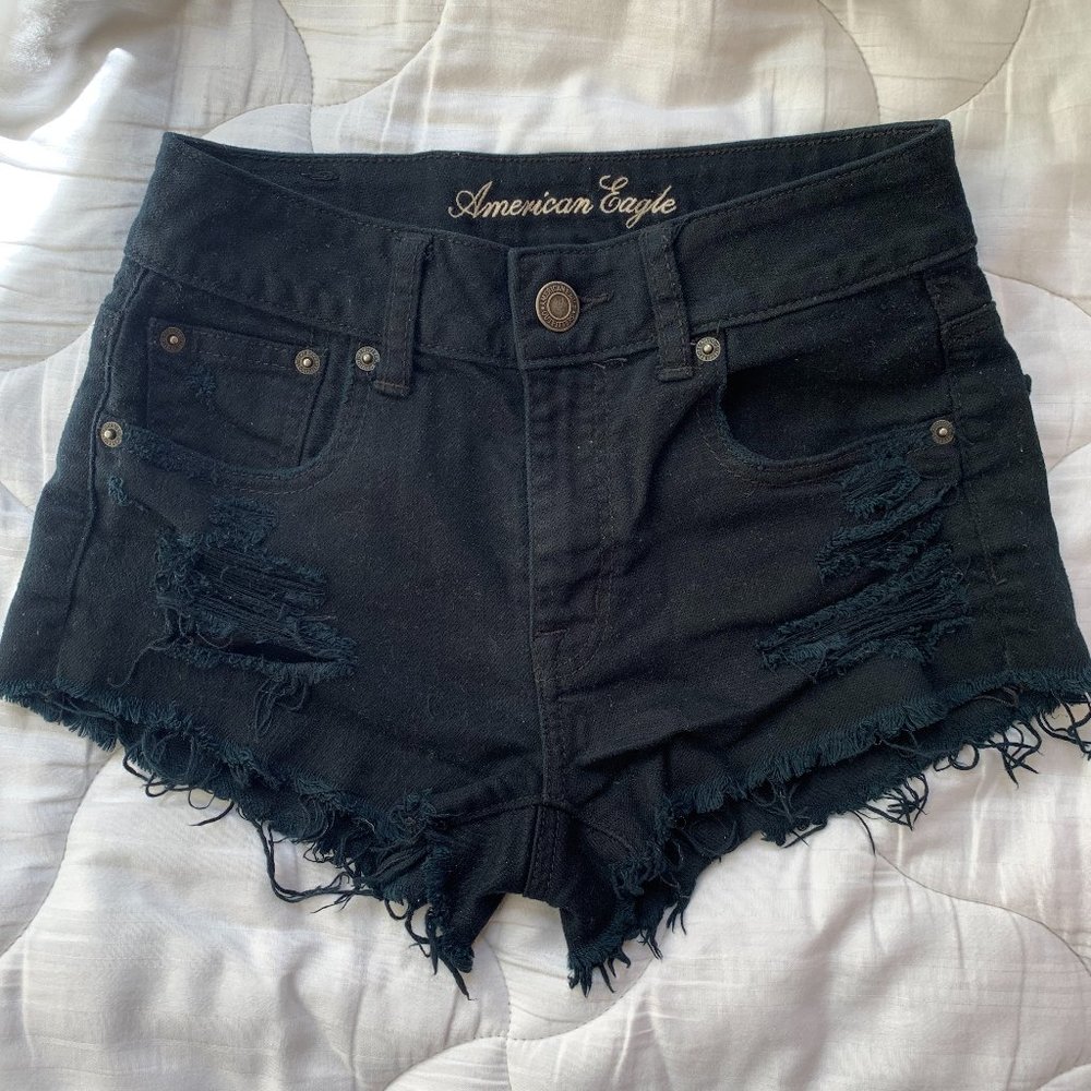 American Eagle Black Festival Shortie Shorts